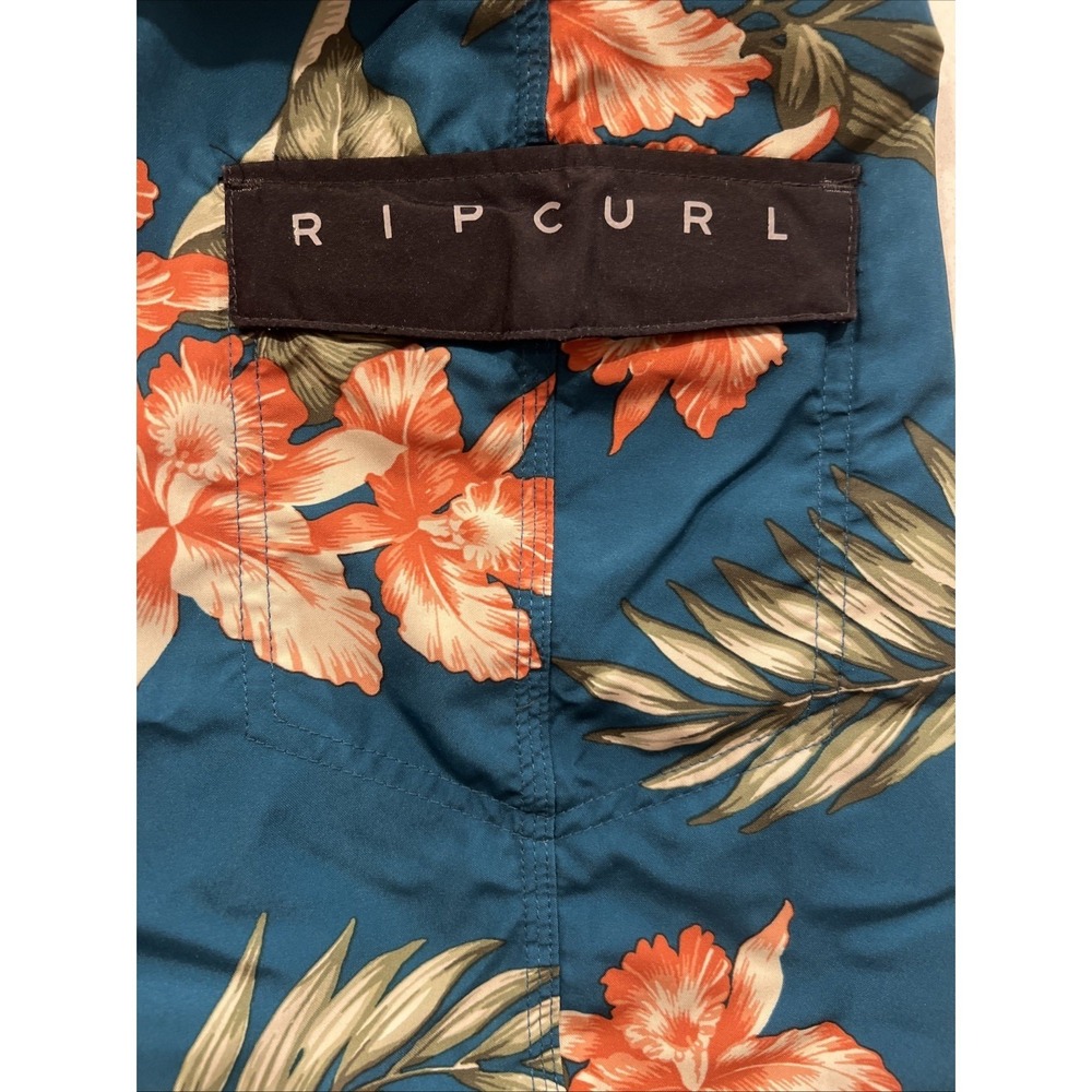 Rip curl Hawaiian Board Shorts Mens‎ Size 32 Blue Tropical Beach Swim Trunks - Picture 6 of 15